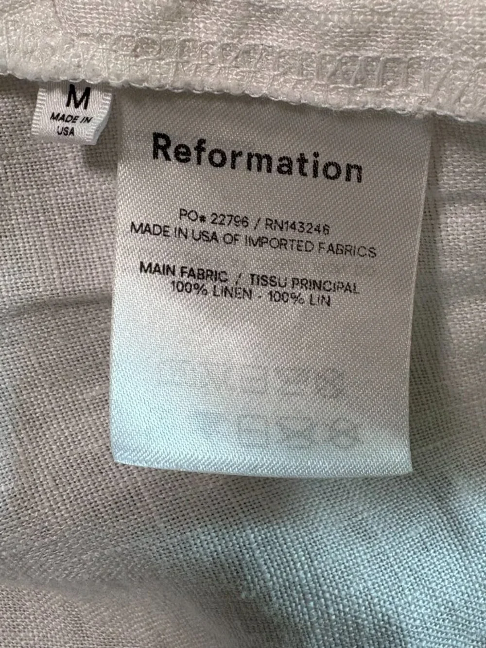 Reformation Hummingbird Linen Top | M